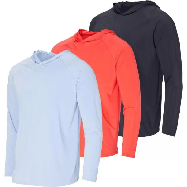 3 Pack Mens Long Sleeve Rash Guard Hoodie Sweatshirt Sun Protection UPF UV SPF Fishing Shirt Available in Big  TallSet 4