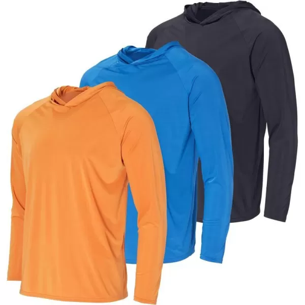 3 Pack Mens Long Sleeve Rash Guard Hoodie Sweatshirt Sun Protection UPF UV SPF Fishing Shirt Available in Big  TallSet 5