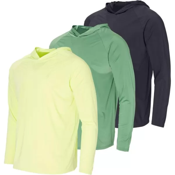 3 Pack Mens Long Sleeve Rash Guard Hoodie Sweatshirt Sun Protection UPF UV SPF Fishing Shirt Available in Big  TallSet 6