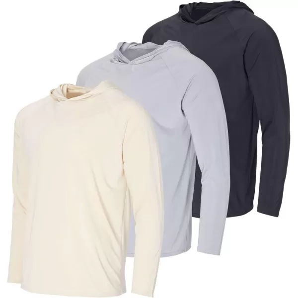 3 Pack Mens Long Sleeve Rash Guard Hoodie Sweatshirt Sun Protection UPF UV SPF Fishing Shirt Available in Big  TallSet 8