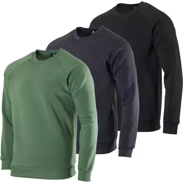 3 Pack Mens Soft Plush Fleece Crewneck Sweatshirt  Athletic Pullover Sweater Available in Big amp TallSweatshirt Set 2