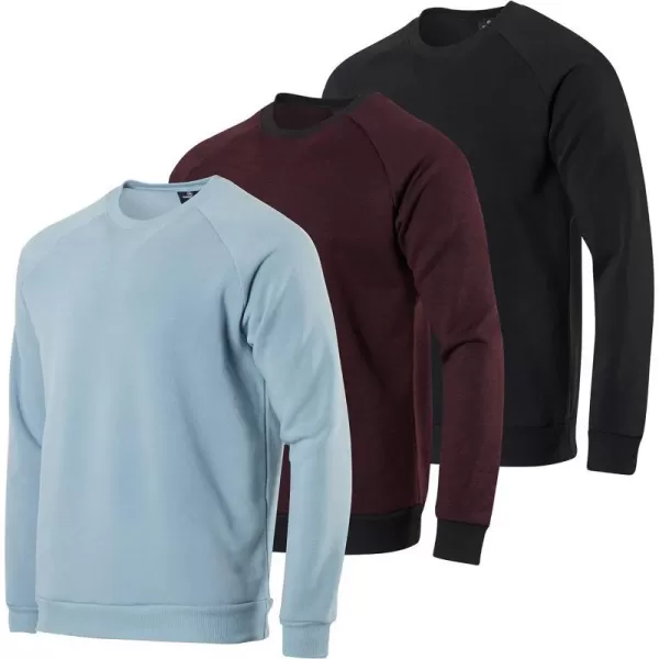 3 Pack Mens Soft Plush Fleece Crewneck Sweatshirt  Athletic Pullover Sweater Available in Big amp TallSweatshirt Set 3