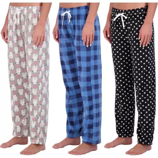 3 Pack Womens UltraSoft Comfy Pajama Lounge Pants Elegant Sleepwear Available In Fleece  Soft Knit Plus SizeFleece Set B