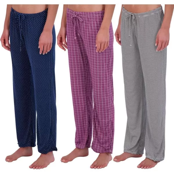 3 Pack Womens UltraSoft Comfy Pajama Lounge Pants Elegant Sleepwear Available In Fleece  Soft Knit Plus SizeSoft Knit Set C