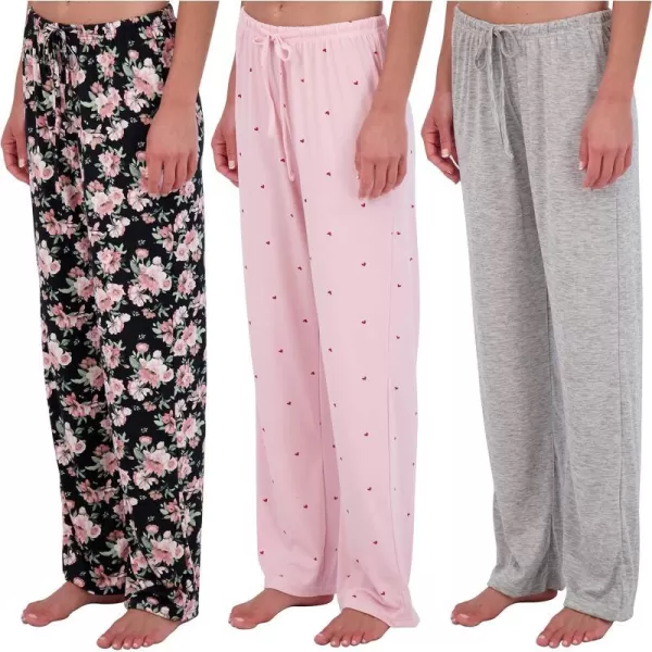 3 Pack Womens UltraSoft Comfy Pajama Lounge Pants Elegant Sleepwear Available In Fleece  Soft Knit Plus SizeSoft Knit Set E