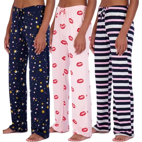 3 Pack Womens UltraSoft Comfy Pajama Lounge Pants Elegant Sleepwear Available In Fleece  Soft Knit Plus SizeSoft Knit Set H