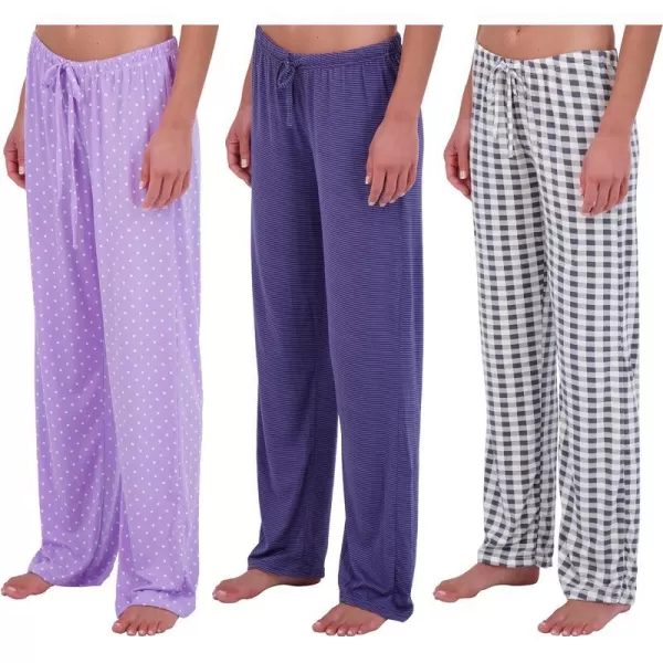 3 Pack Womens UltraSoft Comfy Pajama Lounge Pants Elegant Sleepwear Available In Fleece  Soft Knit Plus SizeSoft Knit Set a