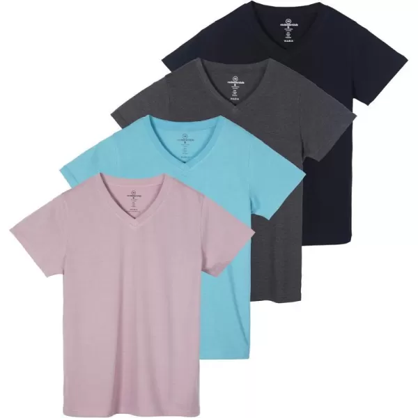 4 Pack Womens ClassicFit Cotton ShortSleeve VNeck TShirt Available in Plus SizeStandard Set 12