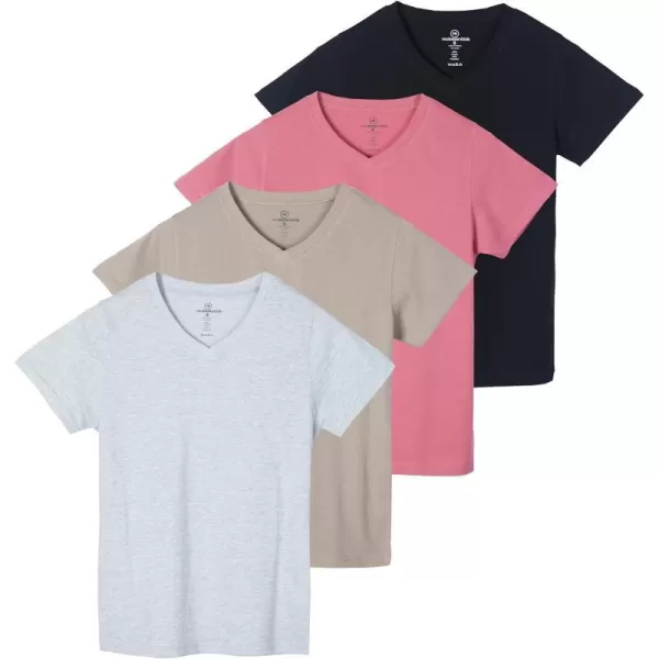 4 Pack Womens ClassicFit Cotton ShortSleeve VNeck TShirt Available in Plus SizeStandard Set 2