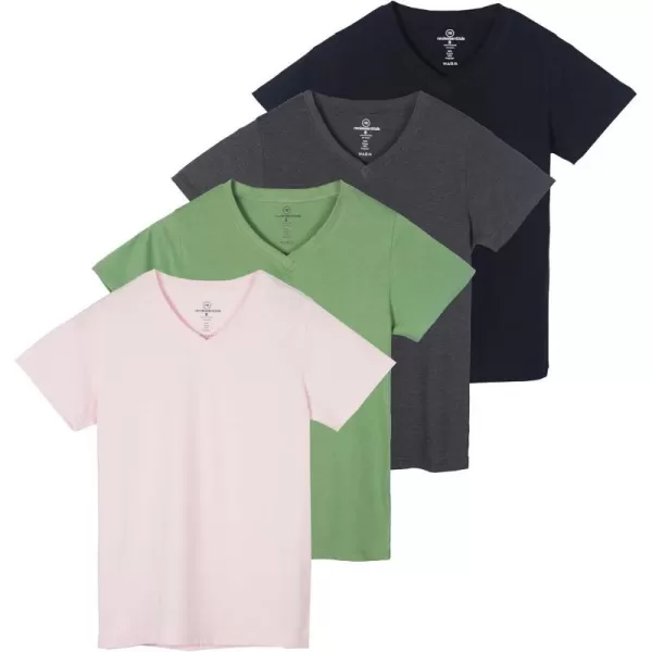 4 Pack Womens ClassicFit Cotton ShortSleeve VNeck TShirt Available in Plus SizeStandard Set 4