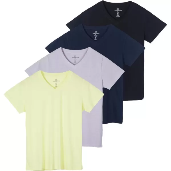 4 Pack Womens ClassicFit Cotton ShortSleeve VNeck TShirt Available in Plus Sizeplussize Set 7