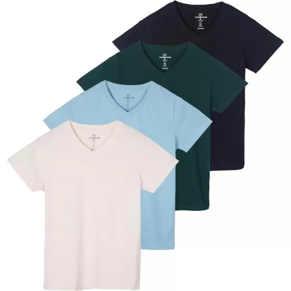 4 Pack Womens ClassicFit Cotton ShortSleeve VNeck TShirt Available in Plus Sizeplussize Set 9