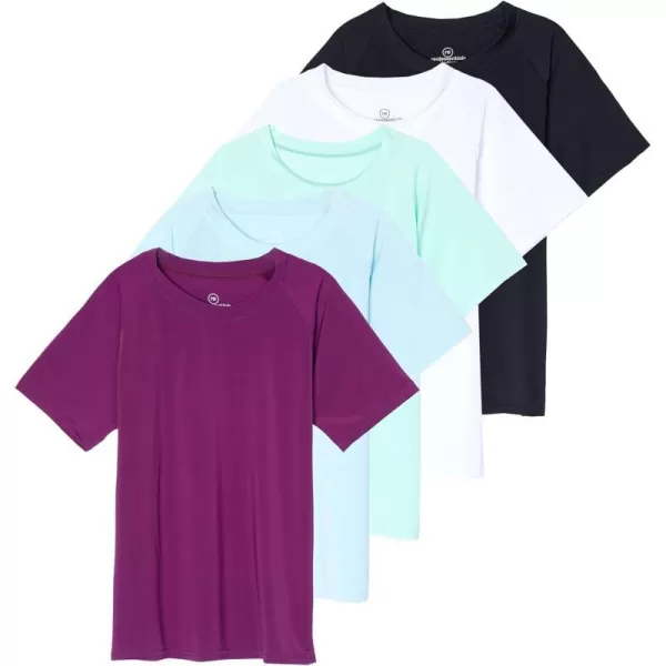 5 Pack Girls Short Sleeve UPF Sun Protective Rashguard Swim Shirt Ages 416Set 4