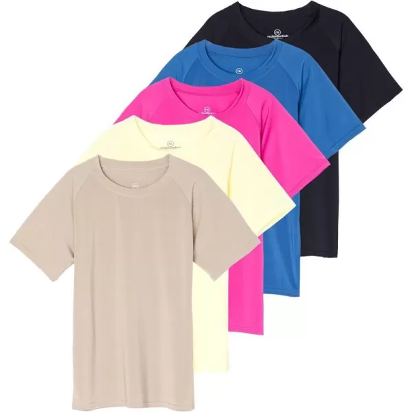 5 Pack Girls Short Sleeve UPF Sun Protective Rashguard Swim Shirt Ages 416Set 6