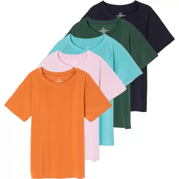 5 Pack Girls Short Sleeve UPF Sun Protective Rashguard Swim Shirt Ages 416Set 8