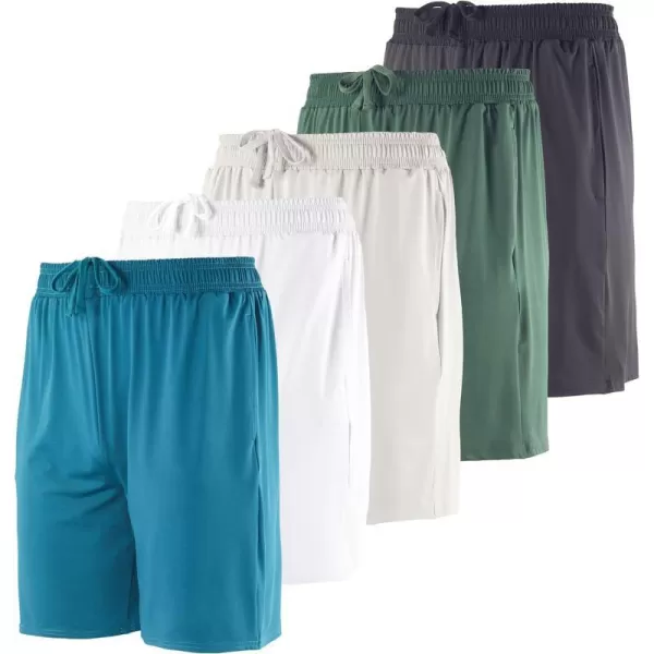 5 Pack Mens DryFit 7 Inch Running Shorts Pockets  Workout Gym Athletic Hiking Casual Available in Big  TallSet 1