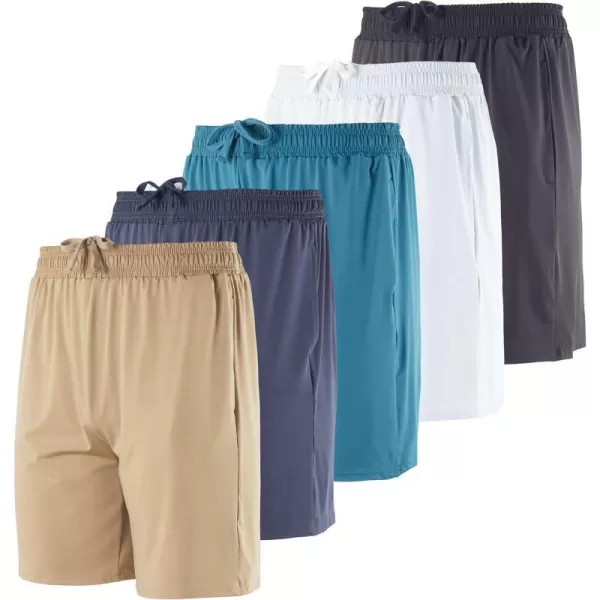 5 Pack Mens DryFit 7 Inch Running Shorts Pockets  Workout Gym Athletic Hiking Casual Available in Big  TallSet 4