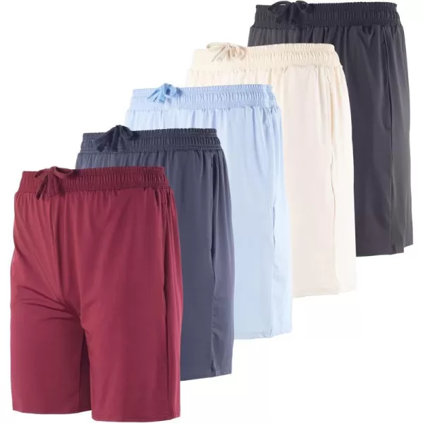 5 Pack Mens DryFit 7 Inch Running Shorts Pockets  Workout Gym Athletic Hiking Casual Available in Big  TallSet 5