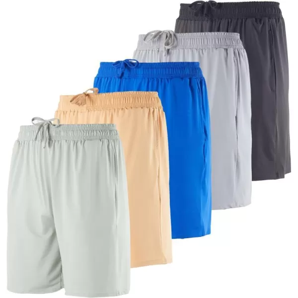 5 Pack Mens DryFit 7 Inch Running Shorts Pockets  Workout Gym Athletic Hiking Casual Available in Big  TallSet 7