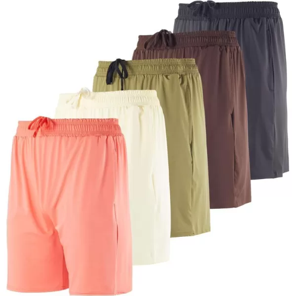 5 Pack Mens DryFit 7 Inch Running Shorts Pockets  Workout Gym Athletic Hiking Casual Available in Big  TallSet 8