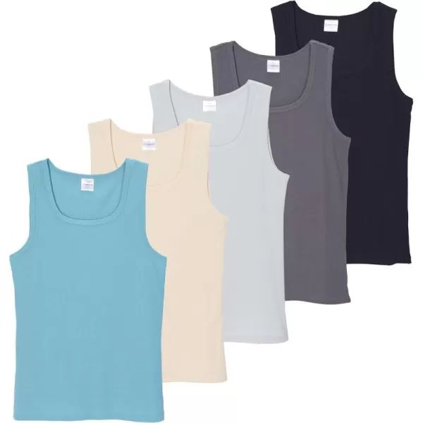 5 Pack Womens Ribbed Sleeveless Tank Top  Yoga Casual TopsSet 2