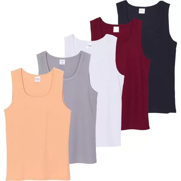 5 Pack Womens Ribbed Sleeveless Tank Top  Yoga Casual TopsSet 5