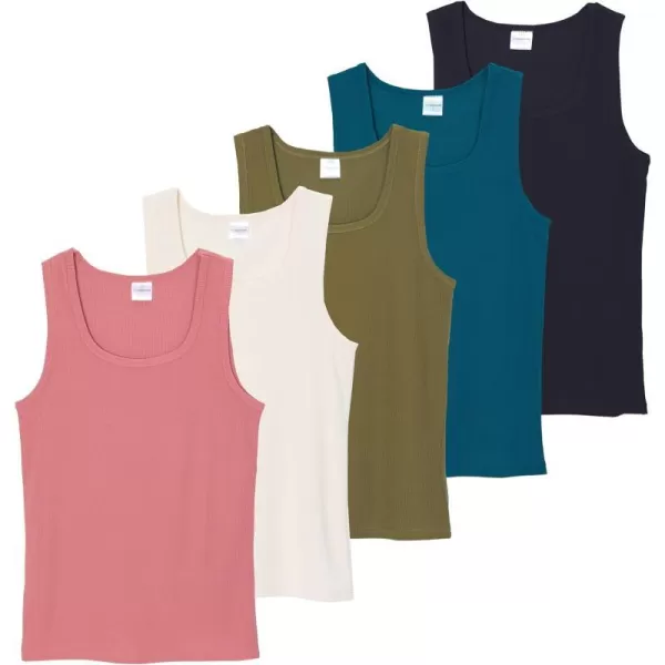 5 Pack Womens Ribbed Sleeveless Tank Top  Yoga Casual TopsSet 7