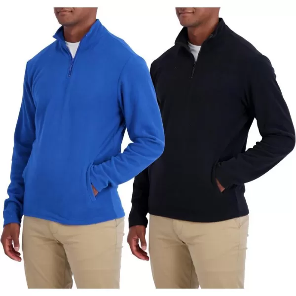 Real Essentials 2 Pack Mens Polar Fleece QuarterZip Long Sleeve Jacket  Winter Outdoor Coat Available In Big amp TallStandard Set D