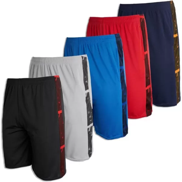 Real Essentials 3  5 Pack Mens Mesh Athletic Performance Gym Shorts with Pockets S3XSet D