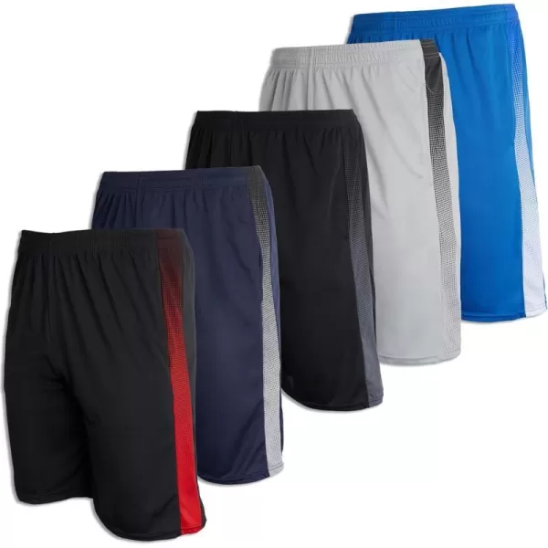 Real Essentials 3  5 Pack Mens Mesh Athletic Performance Gym Shorts with Pockets S3XSet J