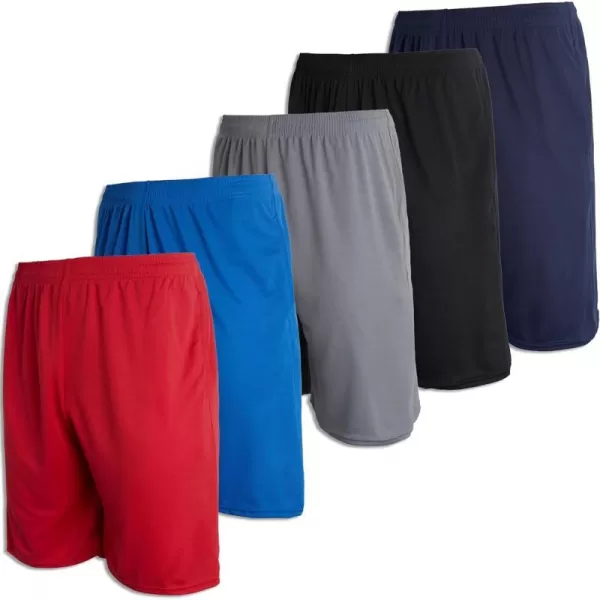 Real Essentials 3  5 Pack Mens Mesh Athletic Performance Gym Shorts with Pockets S3XSet K