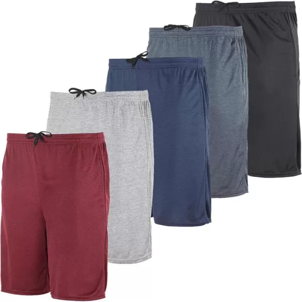 Real Essentials 3  5 Pack Mens Mesh Athletic Performance Gym Shorts with Pockets S3XSet P