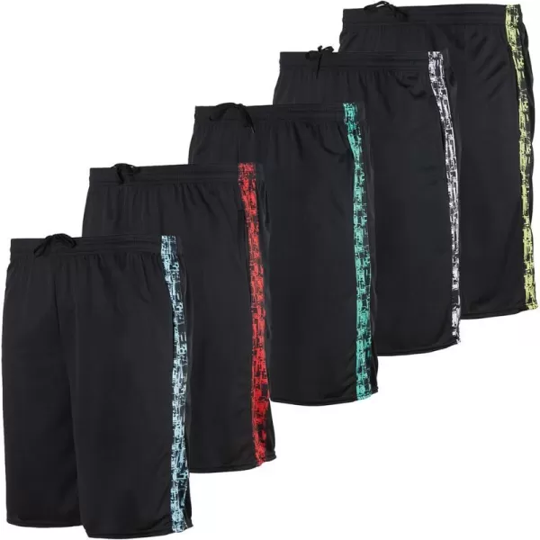 Real Essentials 3  5 Pack Mens Mesh Athletic Performance Gym Shorts with Pockets S3XSet Q