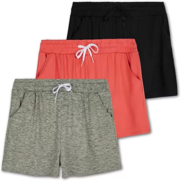 Real Essentials 3 Pack Athletic Lounge Shorts for Women  Casual Sweat Shorts with Pockets Available in Plus SizeLounge Short Set 5