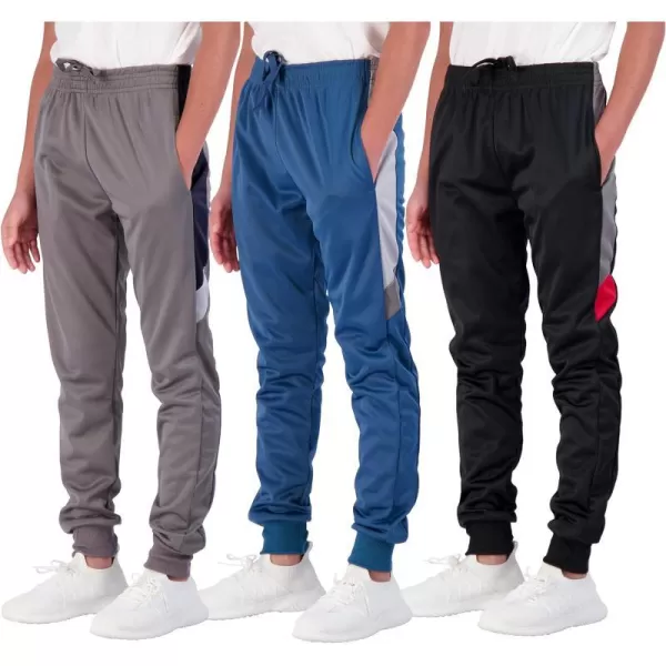 Real Essentials 3 Pack Boys Active Athletic Casual Jogger Sweatpants with PocketsSet 10