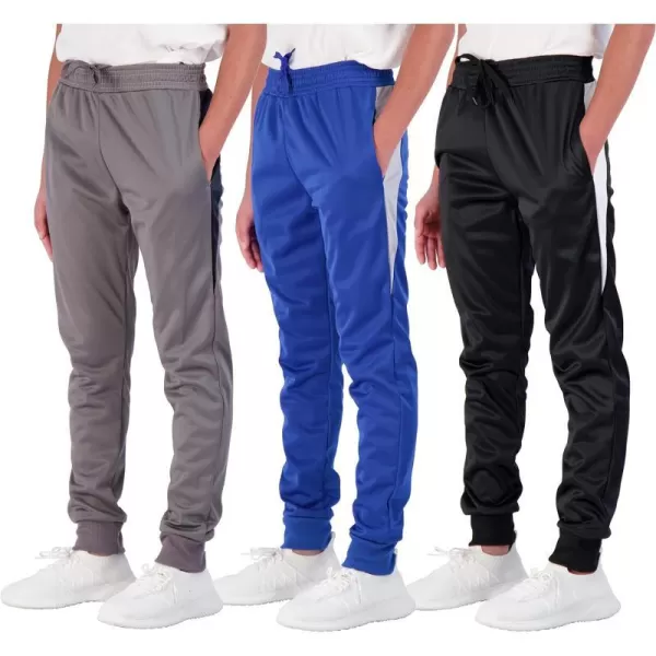 Real Essentials 3 Pack Boys Active Athletic Casual Jogger Sweatpants with PocketsSet 12