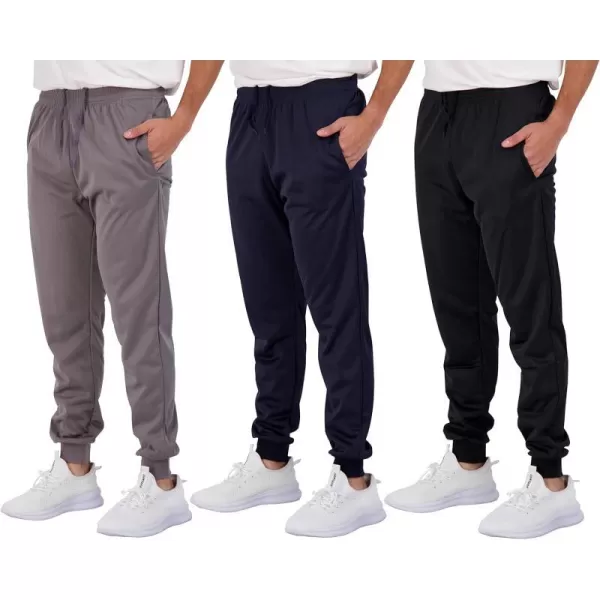 Real Essentials 3 Pack Boys Active Athletic Casual Jogger Sweatpants with PocketsSet 4