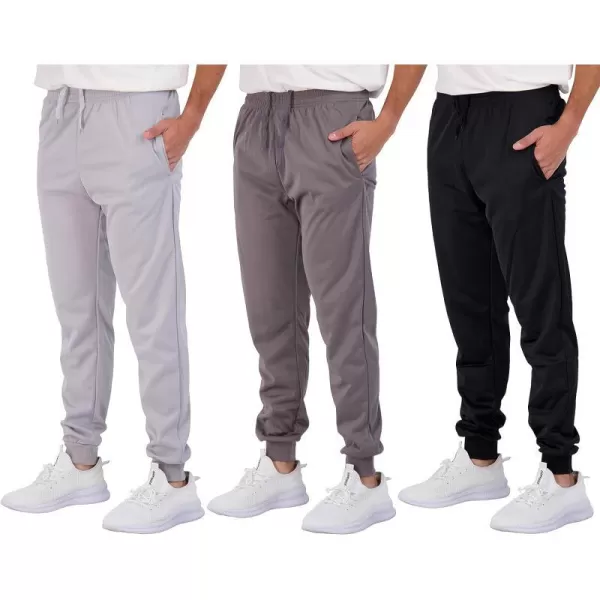 Real Essentials 3 Pack Boys Active Athletic Casual Jogger Sweatpants with PocketsSet 5