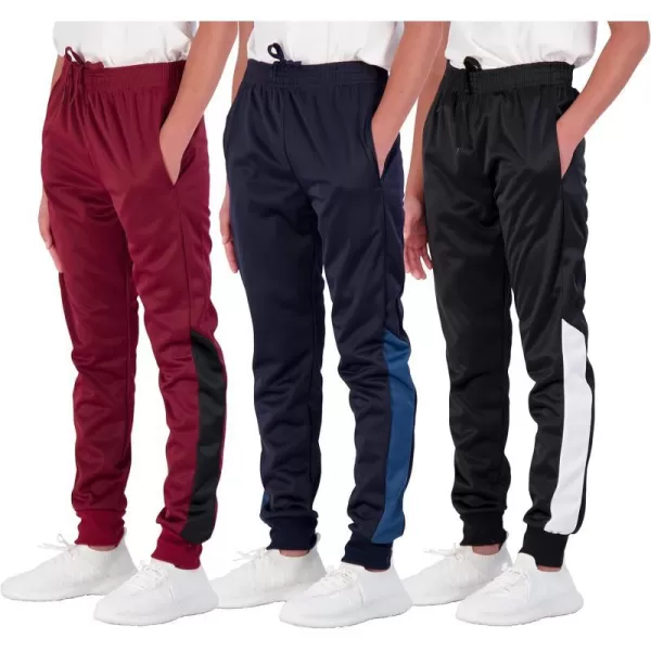 Real Essentials 3 Pack Boys Active Athletic Casual Jogger Sweatpants with PocketsSet 9