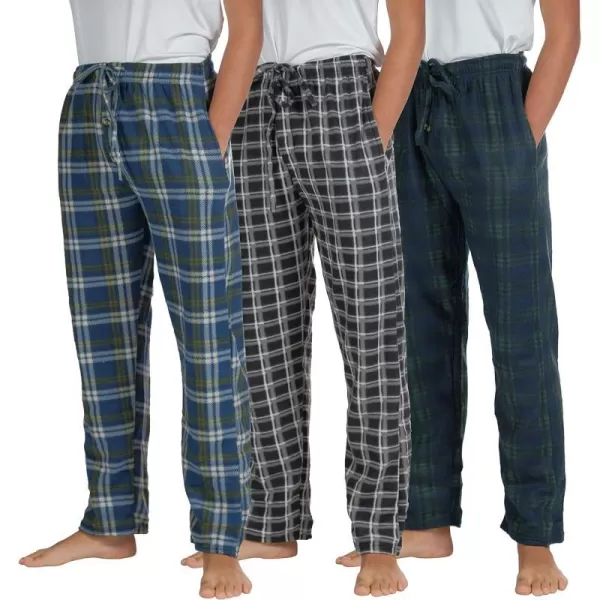 Real Essentials 3 Pack Boys Pajama Pants Super Soft Fleece PJ Lounge Bottoms for KidsSet 1