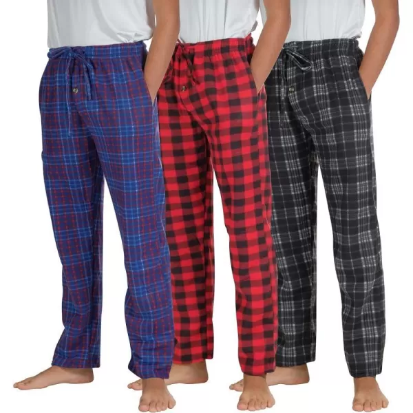 Real Essentials 3 Pack Boys Pajama Pants Super Soft Fleece PJ Lounge Bottoms for KidsSet 3