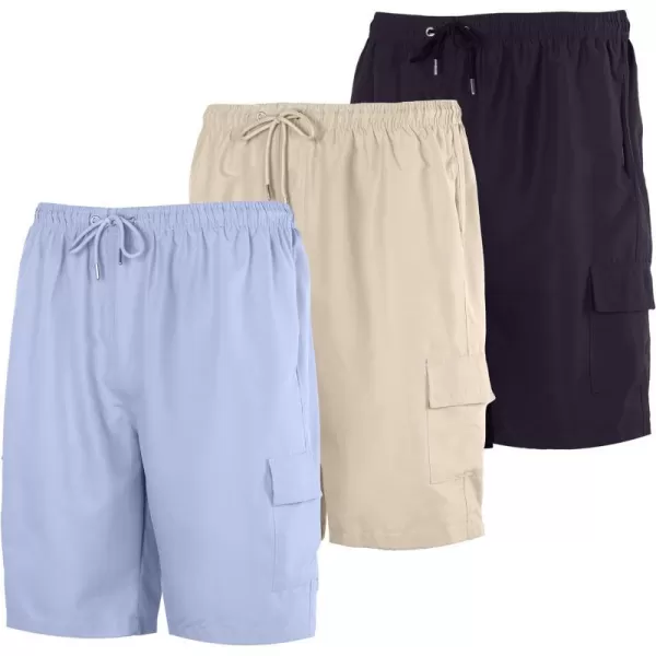 Real Essentials 3 Pack Boys Swim Trunks with Cargo Pockets amp Mesh Lining  UPF 50Set 6