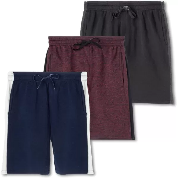 Real Essentials 3 Pack Boys Tech Fleece Athletic Shorts with Drawstring amp PocketsSet 6