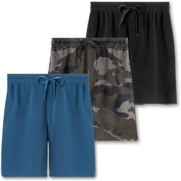 Real Essentials 3 Pack Boys Tech Fleece Athletic Shorts with Drawstring amp PocketsSet 7