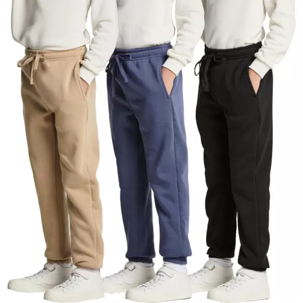 Real Essentials 3 Pack Boys Tech Fleece Jogger Sweatpants with Pockets  Youth Soft Athletic JoggersSet 6