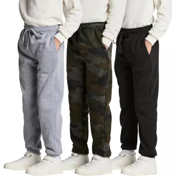 Real Essentials 3 Pack Boys Tech Fleece Jogger Sweatpants with Pockets  Youth Soft Athletic JoggersSet 8