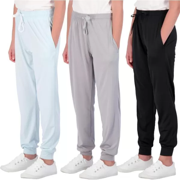 Real Essentials 3 Pack Girls DryFit Jogger Sweatpants Soft Active Athletic Kids Joggers with Pockets  DrawstringSet 3