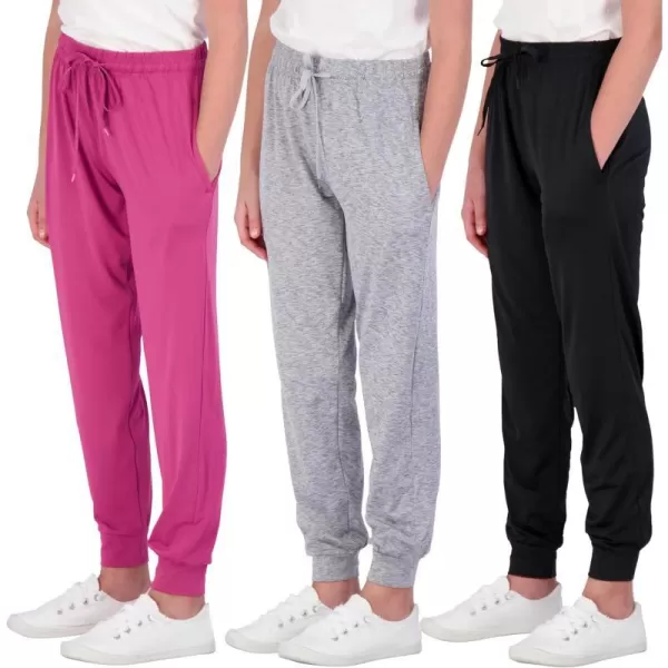 Real Essentials 3 Pack Girls DryFit Jogger Sweatpants Soft Active Athletic Kids Joggers with Pockets  DrawstringSet 6