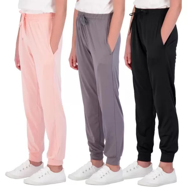 Real Essentials 3 Pack Girls DryFit Jogger Sweatpants Soft Active Athletic Kids Joggers with Pockets  DrawstringSet 7