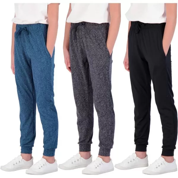 Real Essentials 3 Pack Girls Lounge Joggers Soft Athletic Performance Casual SweatpantsAges 716Set 7